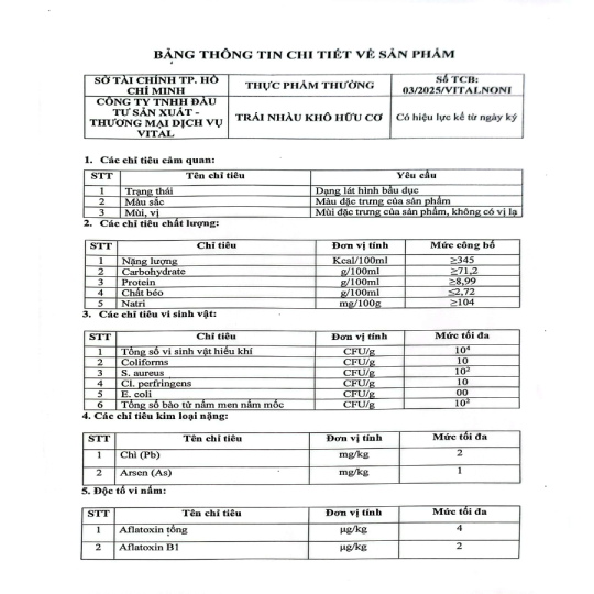 TRÁI NHÀU KHÔ HỮU CƠ CAO CẤP 500g 