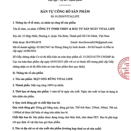 MẬT ONG KHOÁI - RỪNG SƠN LA chai 500ml