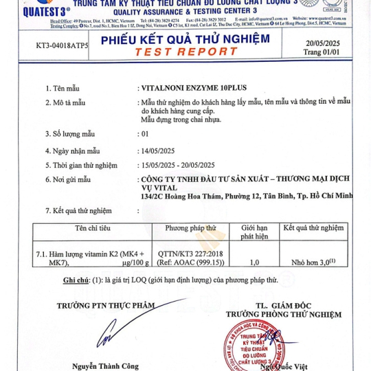 VITALNONI ENZYME 10PLUS 
Hộp 30 gói x 30ml/gói