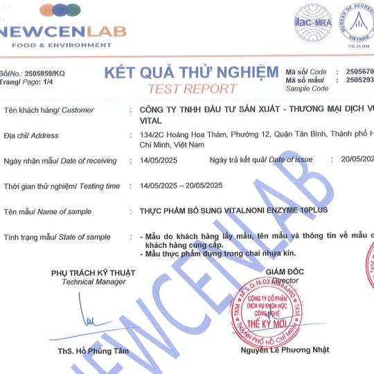 VITALNONI ENZYME 10PLUS 
Hộp 30 gói x 30ml/gói