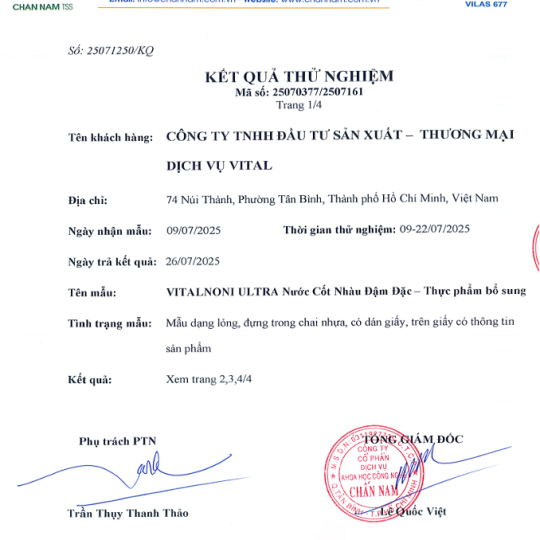 VITALNONI ULTRA - Nước Cốt Nhàu Đậm Đặc