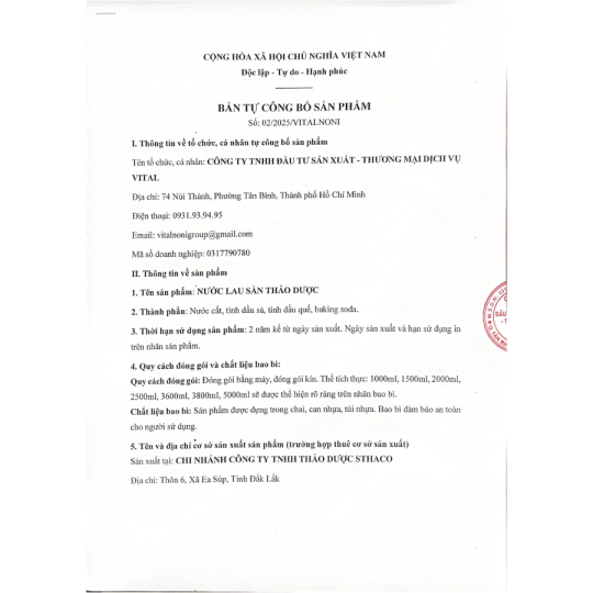 NƯỚC LAU SÀN THẢO DƯỢC
Can 3 lít 