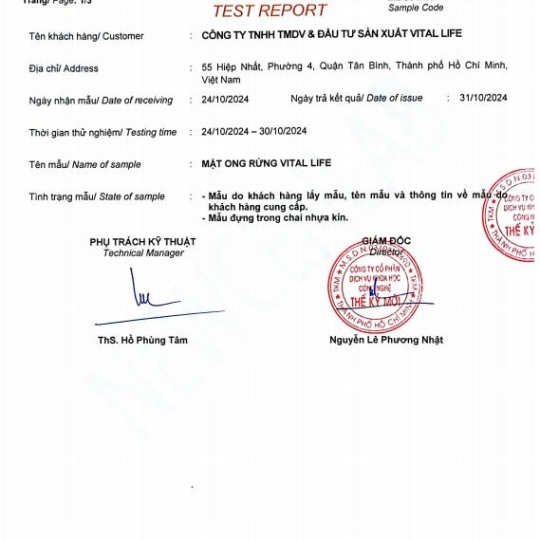 MẬT ONG KHOÁI KHÔNG SÁP
Chai 1 lít